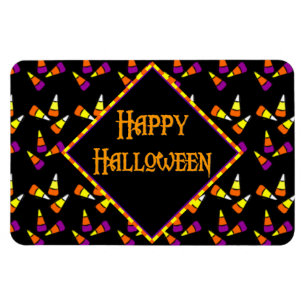 Magnet Flexible Joyeux Halloween Motif de Maïs Sucré sur Fond Noir