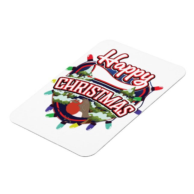 Magnet Flexible Joyeux logo de dessin animé de Noël (Côté Gauche)