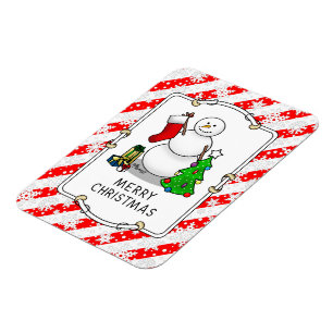 Magnet Flexible Joyeux Noël 2 sapin chaussette bonhomme de neige