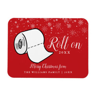 Magnet Flexible Joyeux Noël Amusant Nom de Famille Roule sur Nouve