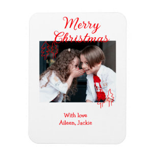 Magnet Flexible Joyeux Noël arbre de Noël rétro photo d'enfants