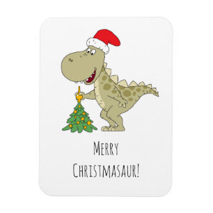 Magnet Flexible Joyeux Noël Arbre mignonne Dinosaure Santa Hat