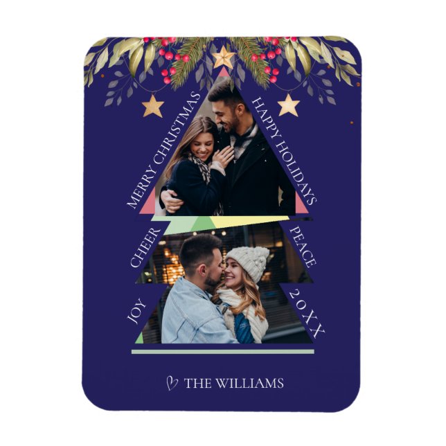 Magnet Flexible Joyeux Noël avec photo multiples Carte de vacances (Vertical)