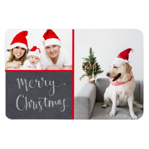 Magnet Flexible Joyeux Noël Chalk Design Double Photo Holiday