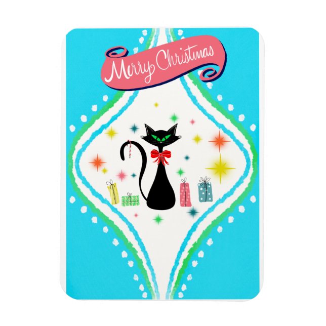 Magnet Flexible Joyeux Noël Chat Siamois Rétro  (Vertical)
