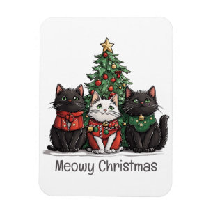 Magnet Flexible Joyeux Noël Chats Arbre de Fêtes