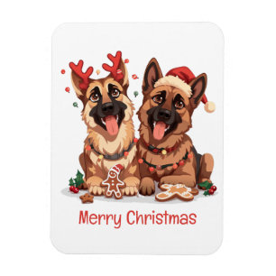 Magnet Flexible Joyeux Noël Chiens bergers allemands