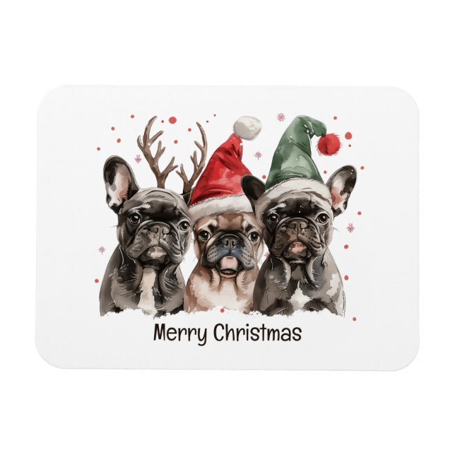 Magnet Flexible Joyeux Noël Chiens de rennes Français (Horizontal)