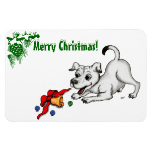 Magnet Flexible Joyeux Noël ! Chiot avec Bell et Ball