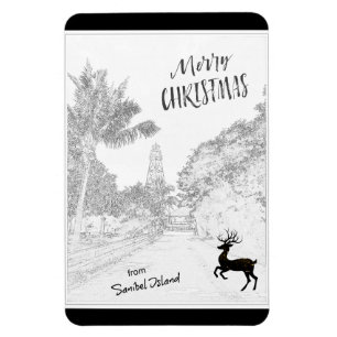 Magnet Flexible Joyeux Noël de Sanibel Island Lighthouse FL