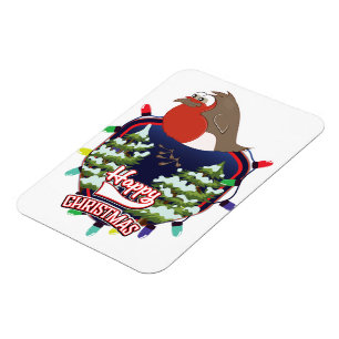Magnet Flexible Joyeux Noël dessin animé logo Robin