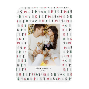 Magnet Flexible joyeux Noël en couleur script photo vacances