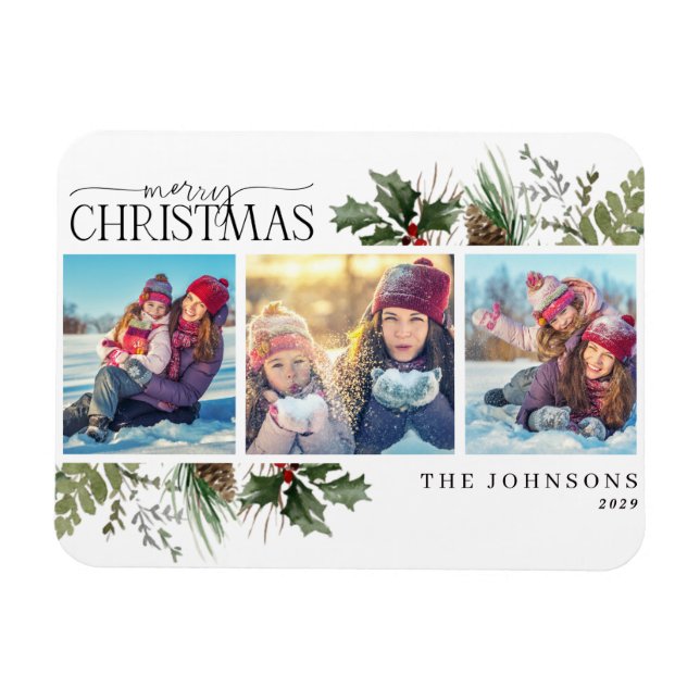 Magnet Flexible Joyeux Noël Forêt de Berry Pinecone Magnat photo (Horizontal)