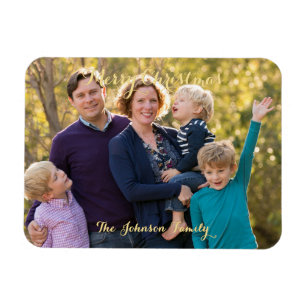 Magnet Flexible Joyeux Noël Gold Script photo carte magnétique