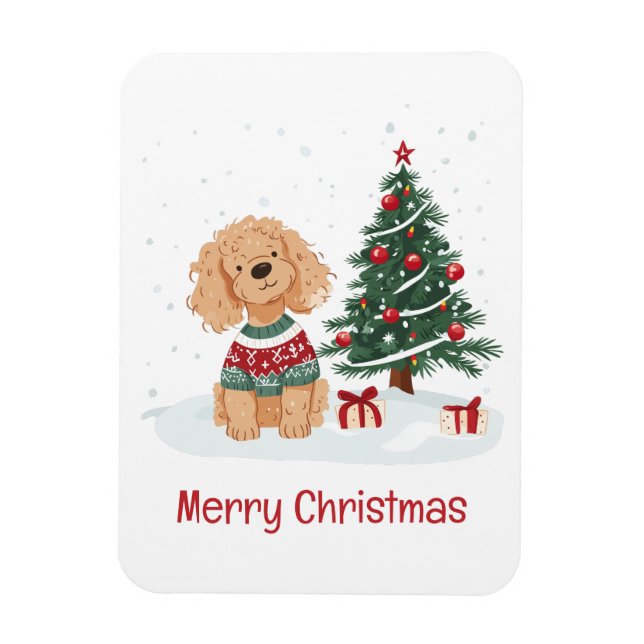 Magnet Flexible Joyeux Noël Goldendoodle Chien (Vertical)