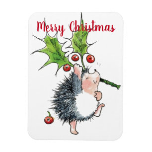 Magnet Flexible Joyeux Noël Holly Hedgehog