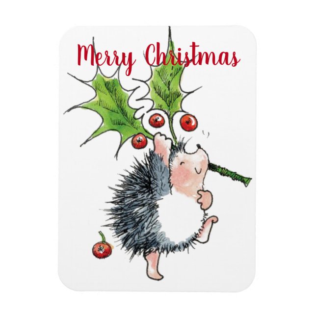 Magnet Flexible Joyeux Noël Holly Hedgehog (Vertical)