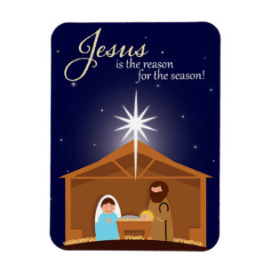 Magnet Flexible Joyeux Noël Illustré la scène de la Nativité