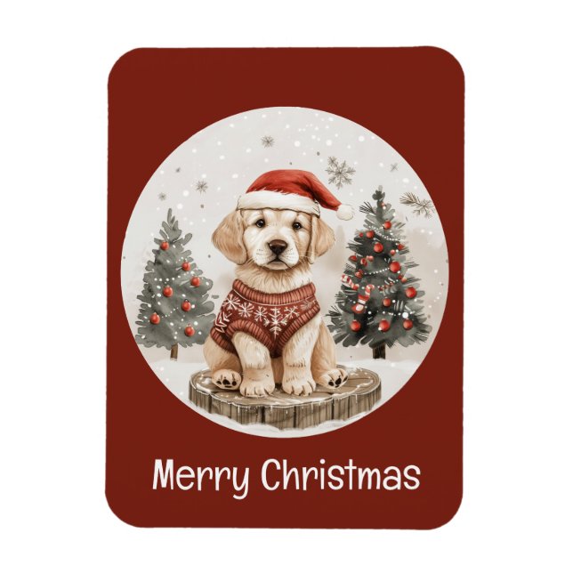 Magnet Flexible Joyeux Noël Labrador Retriever Puppy (Vertical)
