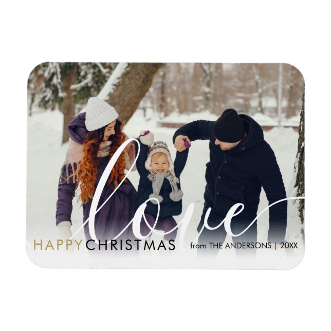 Magnet Flexible Joyeux Noël Moderne Photo Chic Écriture Amour (Horizontal)