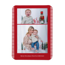 Joyeux Noël Multi-Photo Rayé Couleur Rouge