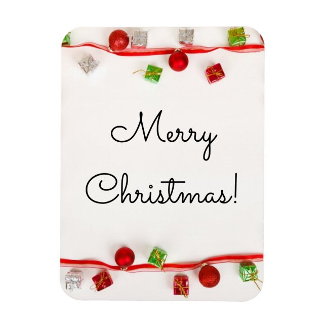 Magnet Flexible Joyeux Noël Ornements Rouges et Verts (Vertical)