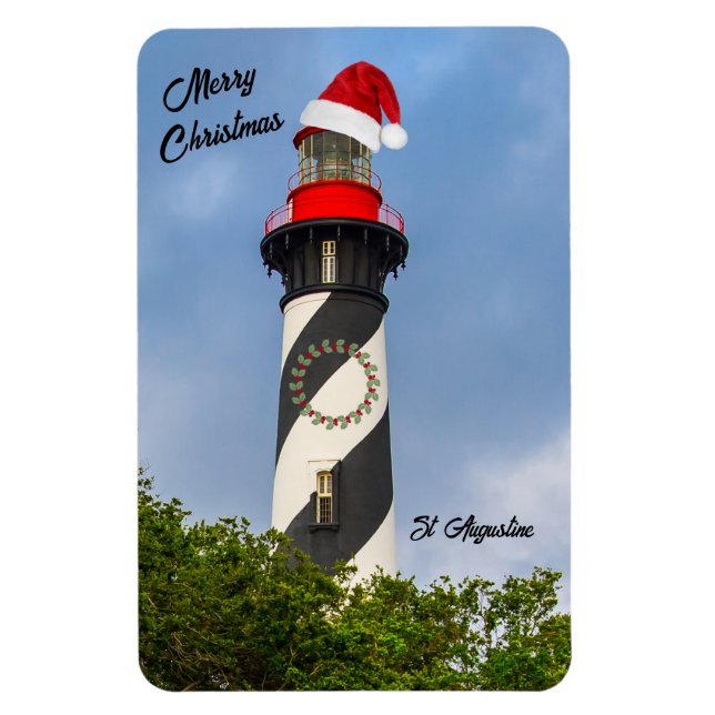Magnet Flexible Joyeux Noël Phare St Augustine Floride  (Vertical)