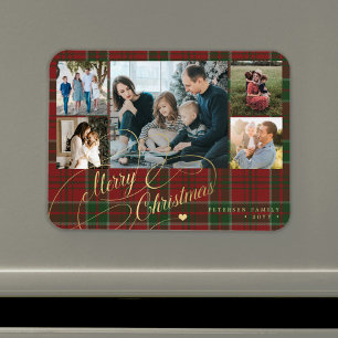 Magnet Flexible Joyeux Noël photo collage rustique plaid