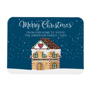 Magnet Flexible Joyeux Noël Scène hivernale Maison en pain d'épice