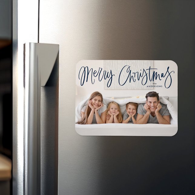 Magnet Flexible Joyeux Noël Whimsical Navy Script photo (Créateur téléchargé)