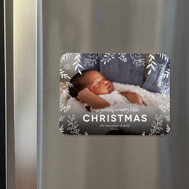 Magnet Flexible Joyeux petit Noël Botanique Superposition Photo (Créateur téléchargé)