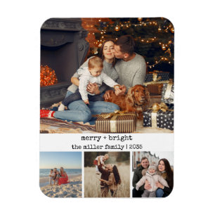 Magnet Flexible Joyeux photo de Noël de machine à écrire minimalis
