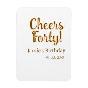 Magnet Flexible Joyeux quarantième anniversaire calligraphie marro