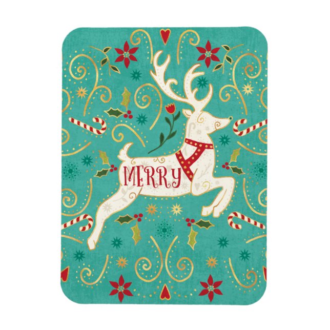 Magnet Flexible Joyeux Reindeer Turquoise (Vertical)