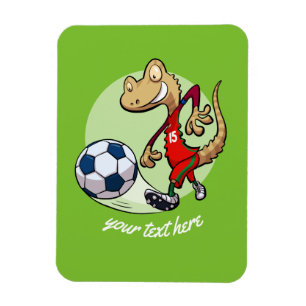 Magnet Flexible Joyeux Soccer Star Gecko Kicking Football Cartoon