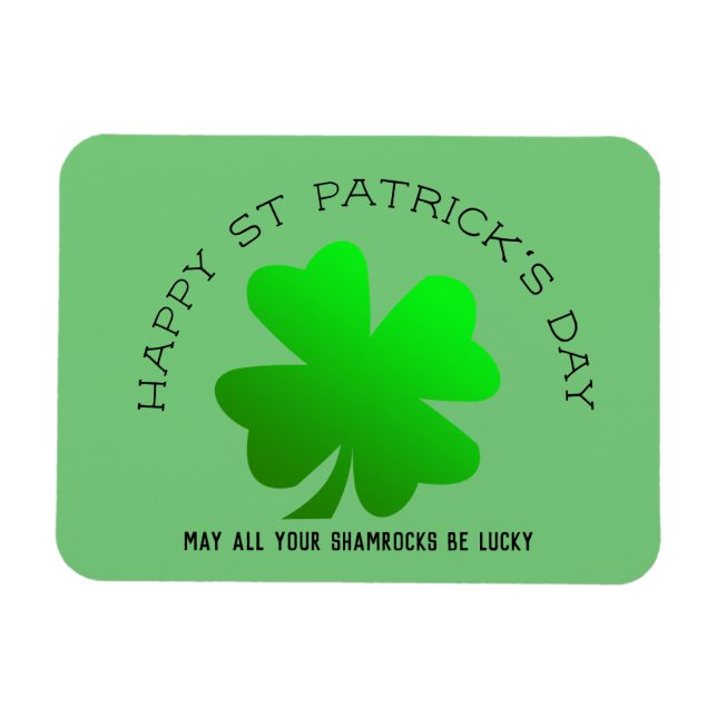 Magnet Flexible Joyeux St Patrick's Day green shamrock personnalis (Horizontal)