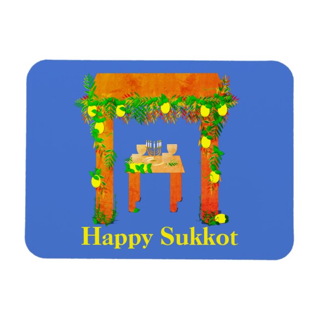 Magnet Flexible Joyeux Sukkot, Personnalisé (Horizontal)