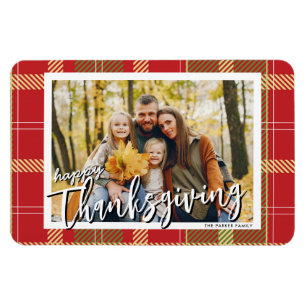 Magnet Flexible Joyeux Thanksgiving Photo de famille d'automne Gra