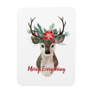 Magnet Flexible Joyeux tout aquarelle Deer Antler Bouquet