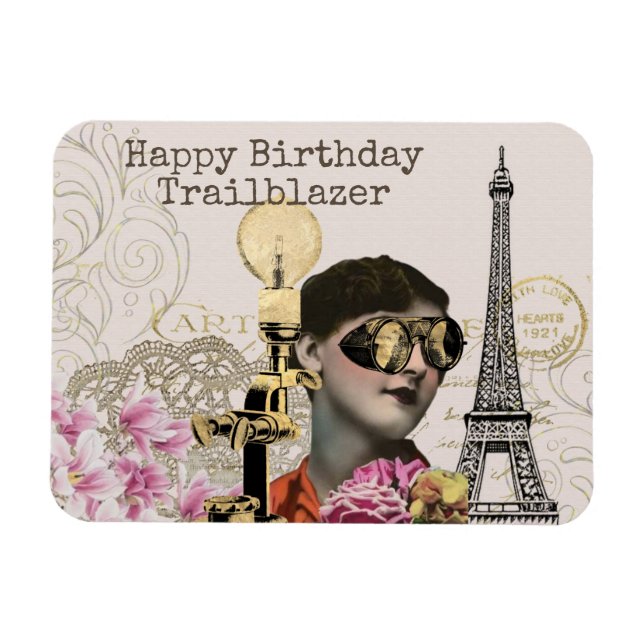 Magnet Flexible Joyeux Trailblazer Anniversaire Steampunk Vintage (Horizontal)