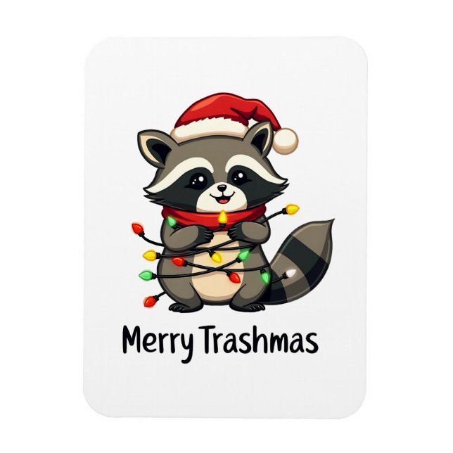 Magnet Flexible Joyeux Trashmas Funny Raccoon Noël (Vertical)