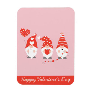 Magnet Flexible Joyeux Valentin Gnomes Rouge Rose