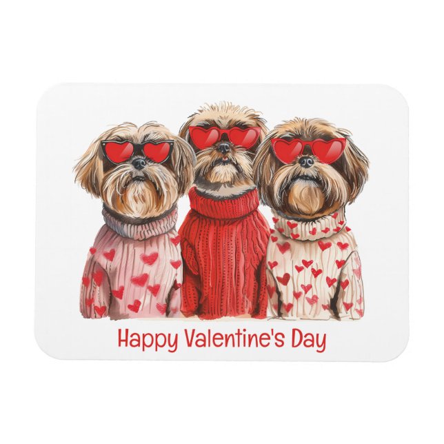 Magnet Flexible Joyeux Valentines Day Chih Tzu Chiens (Horizontal)