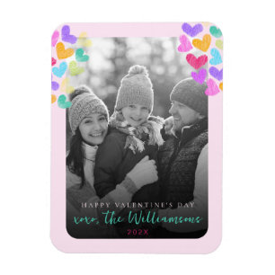 Magnet Flexible Joyeux Valentines Day Cute Pastel Hearts Photo