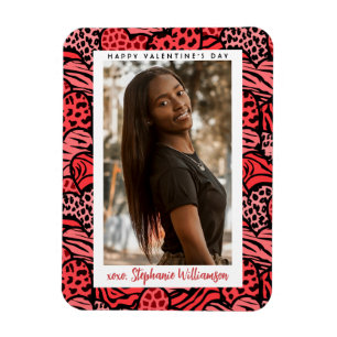 Magnet Flexible Joyeux Valentines Day Cute Red Jungle Hearts Photo