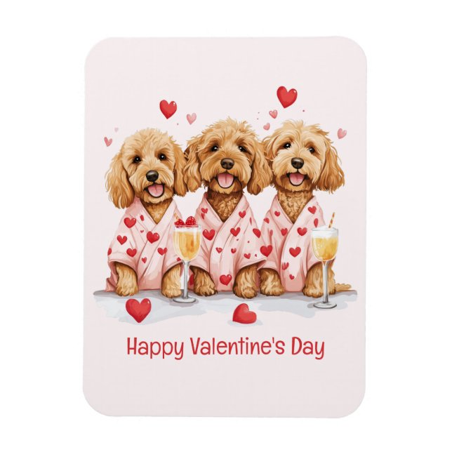 Magnet Flexible Joyeux Valentines Day Goldendoodle Dogs (Vertical)