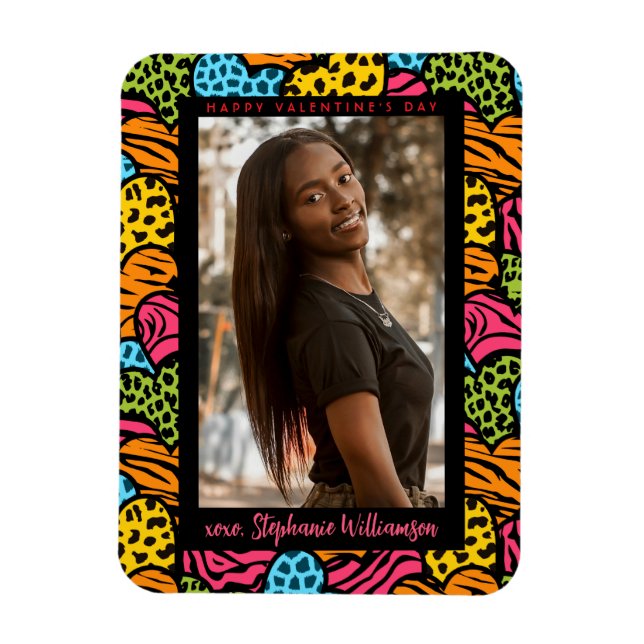 Magnet Flexible Joyeux Valentines Jour Multicolor Jungle Heart Pho (Vertical)