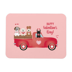 Magnet Flexible Joyeux Valentines Jour Pickup Camion Aimer Chiens