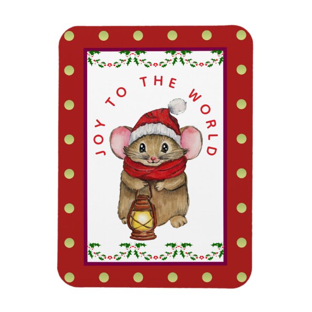 Magnet Flexible Joyful Christmas mouse greeting card (Vertical)