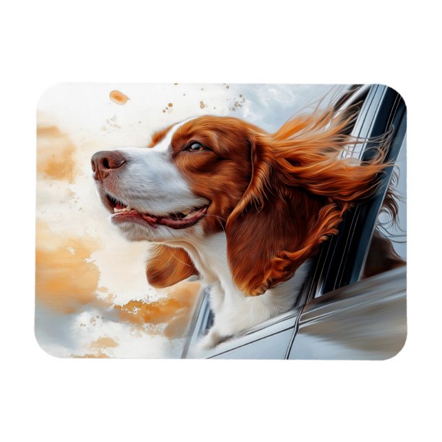 Magnet Flexible Joyful Dog in the Wind Art Print (Horizontal)